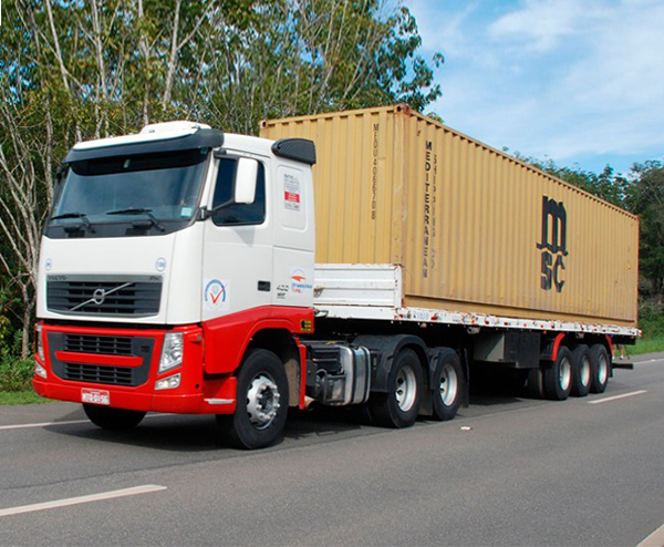Transporte rodoviário <br> de containers